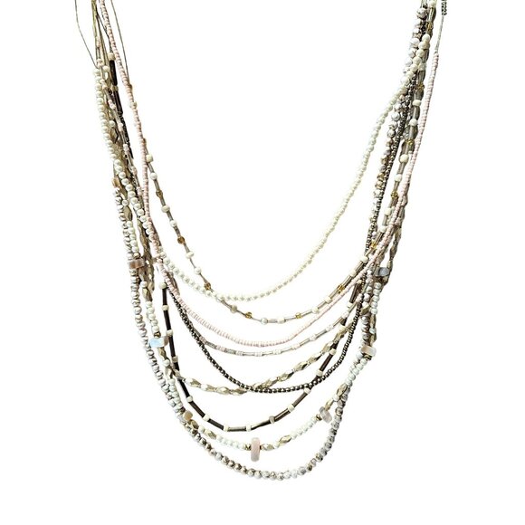 Boho Chic Multi Strand Beaded Statement Necklace Artisan Fashion Jewelry Women - Picture 2 of 8